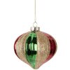 Clayre & Eef 6GL5117 Kerstbal Ø 10x10 cm Groen Rood