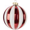 Clayre & Eef 6GL5118 Kerstbal Ø 10x11 cm Rood en Wit