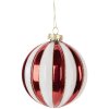 Clayre & Eef 6GL5118 Kerstbal Ø 10x11 cm Rood en Wit