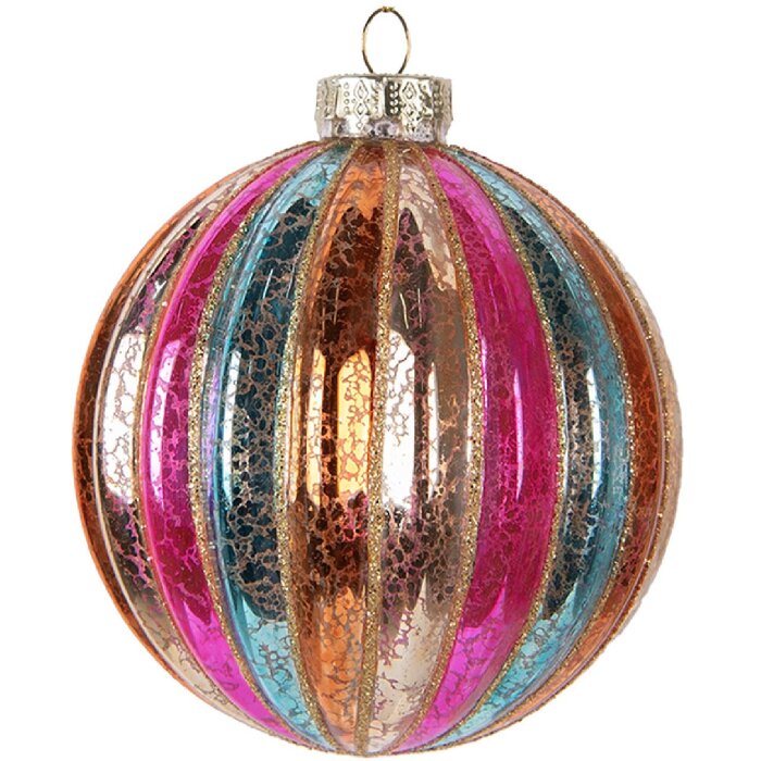 Clayre & Eef 6GL5176 Kerstbal Ø 10x11 cm Meerfarbig