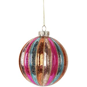 Clayre & Eef 6GL5176 Kerstbal Ø 10x11 cm Meerfarbig