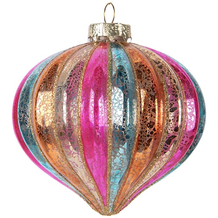 Clayre & Eef 6GL5177 Kerstbal Ø 10 cm meerkleurig