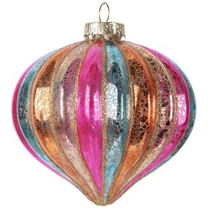 Clayre & Eef 6GL5177 Kerstbal Ø 10 cm meerkleurig