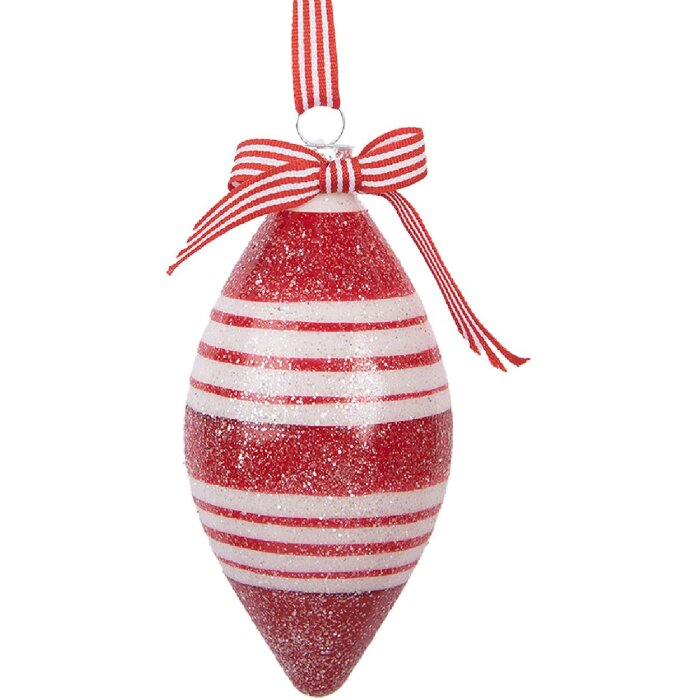Clayre & Eef 6GL5181 Kerstbal Rood Wit Ø 6x13 cm