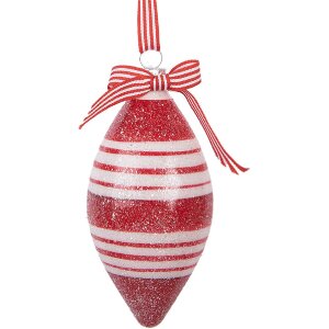 Clayre & Eef 6GL5181 Kerstbal Rood Wit Ø 6x13 cm