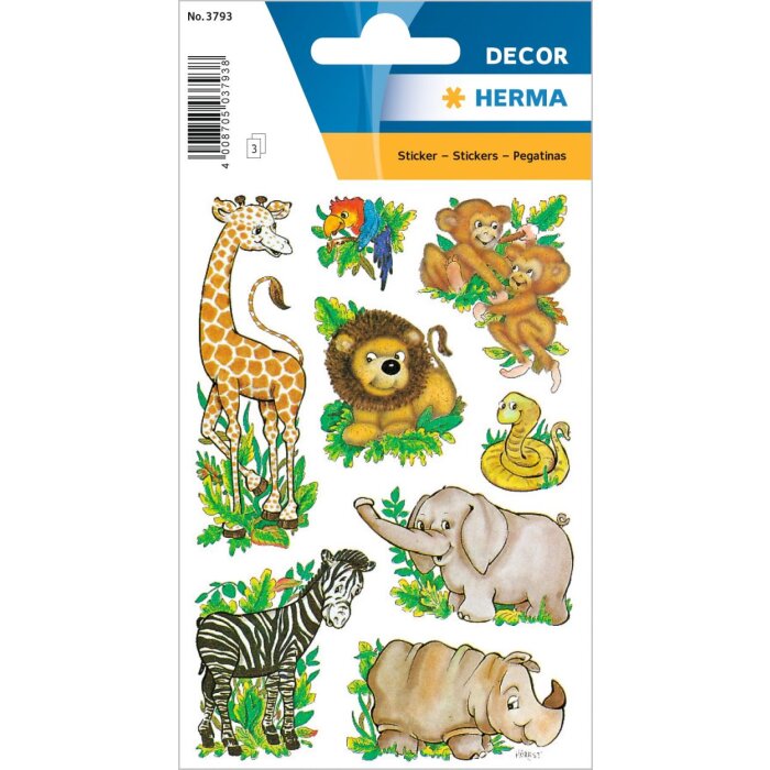 herma decoratieve etiketten decor jungle dieren 3 vellen