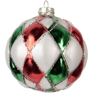 Clayre & Eef 6GL5186 Kerstbal Ø 10x10 cm Wit...