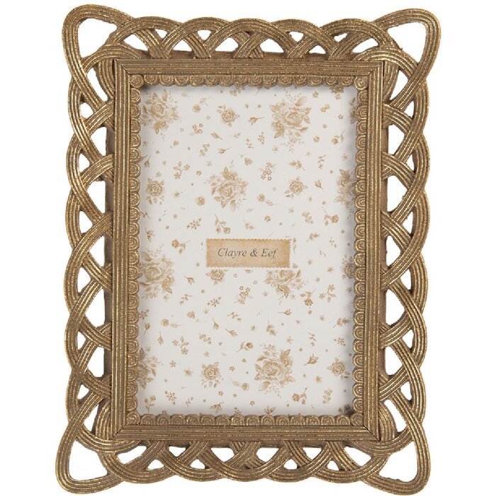 Clayre & Eef 2F1350S Fotolijst 16x3x20 cm / 10x15 cm goudkleurig