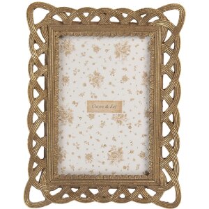 Clayre & Eef 2F1350S Fotolijst 16x3x20 cm / 10x15 cm goudkleurig