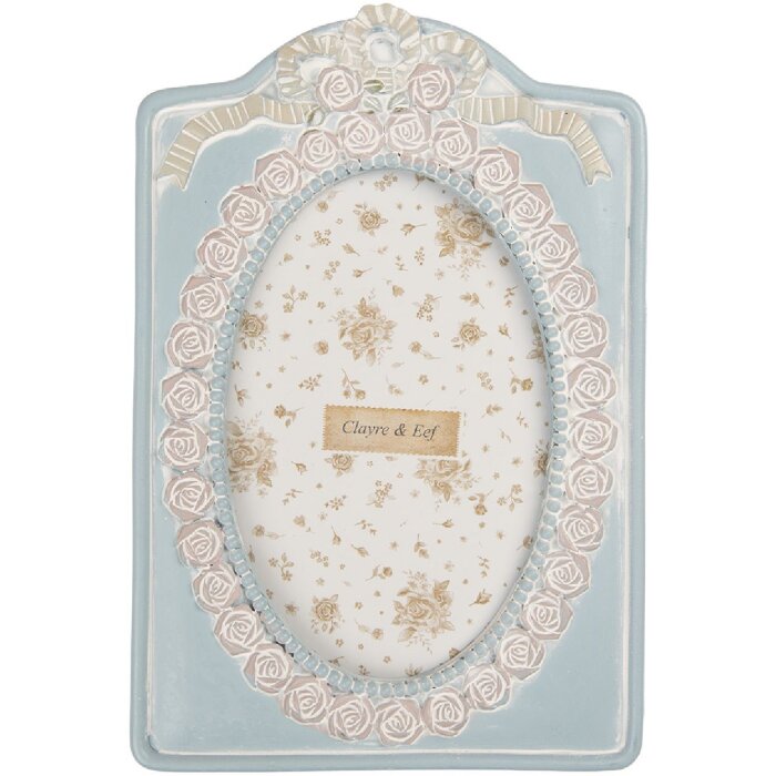 Clayre & Eef 2F1358 Fotolijst 14x21 cm Blauw-Beige 10x15 cm