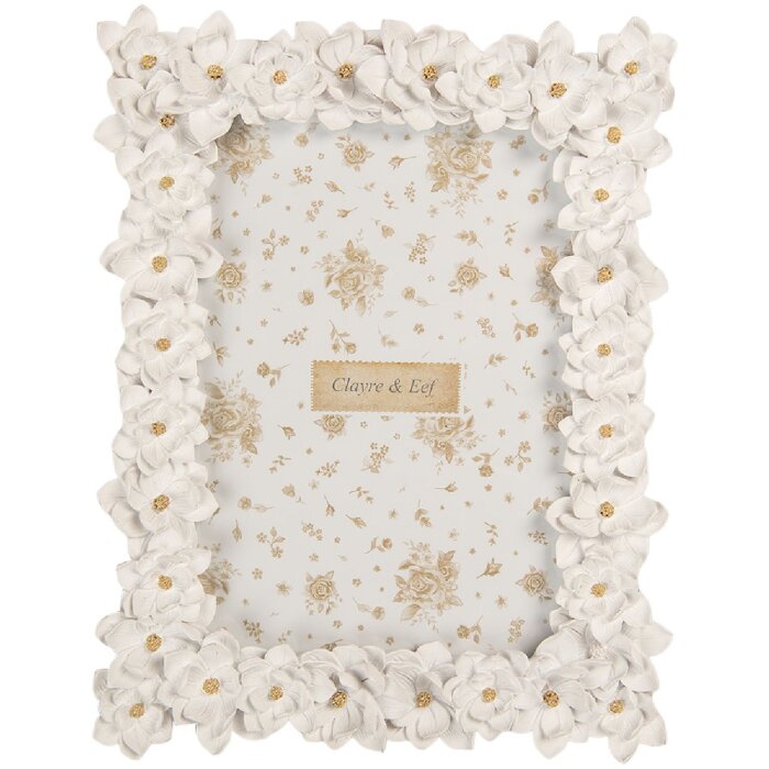 Clayre & Eef 2F1360M Fotolijst 18x23 cm Wit Goudkleurig 13x18 cm