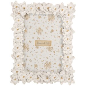 Clayre & Eef 2F1360M Fotolijst 18x23 cm Wit Goudkleurig 13x18 cm