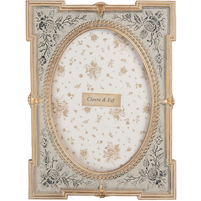 Clayre & Eef 2F1365M Fotolijst 17x23 cm Blauw Goudkleurig 13x18 cm