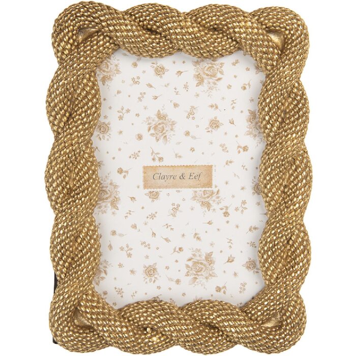Clayre & Eef 2F1374S Fotolijst 14x2x19 cm Goudkleurig 10x15 cm