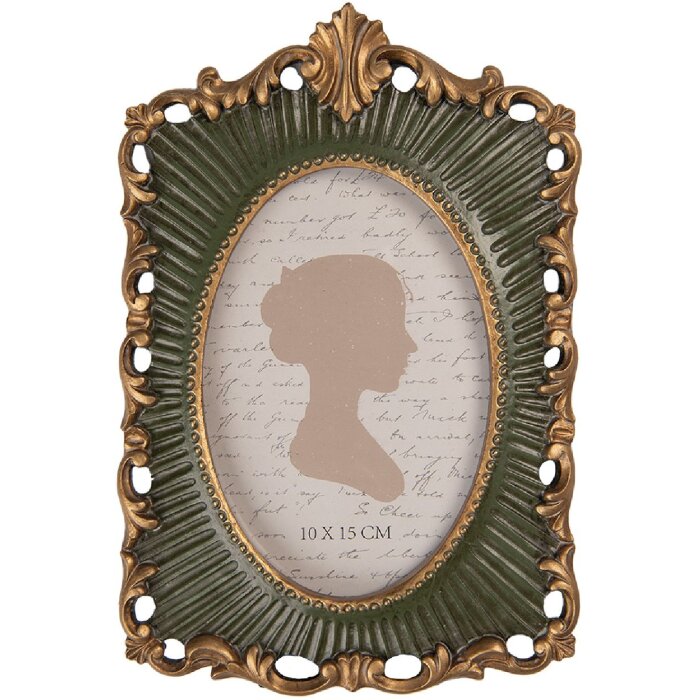 Clayre & Eef 2F1241 Fotolijst 15x23 cm / 10x15 cm Groen Goudkleurig