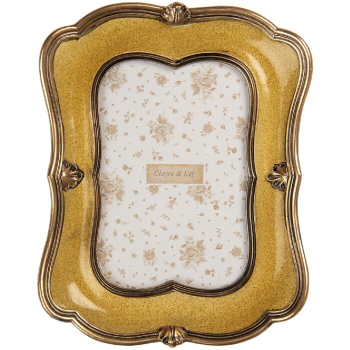 Clayre & Eef 2F1346 Fotolijst 17x3x21 cm 10x15 cm Goudkleurig Bruin