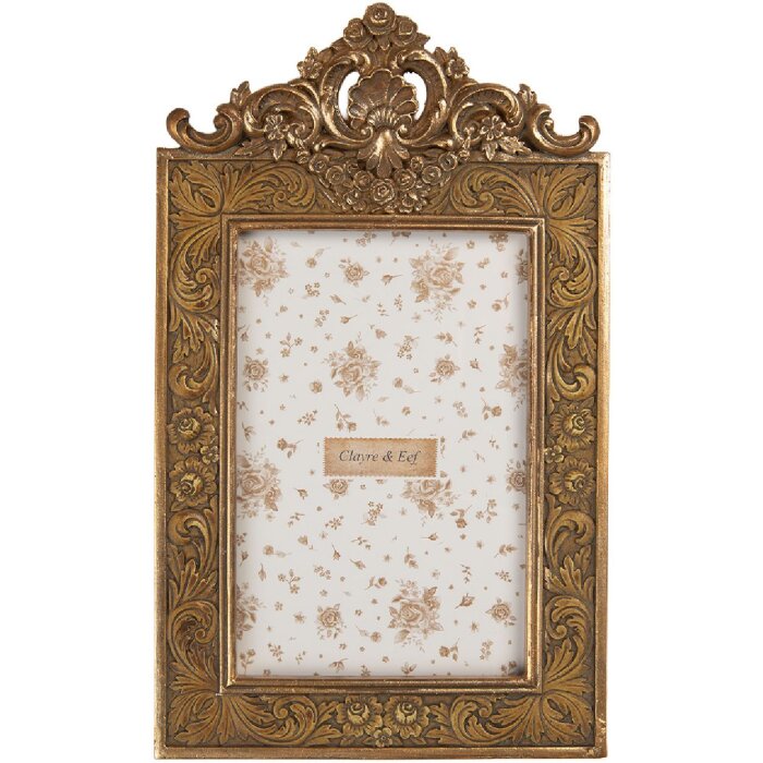 Clayre & Eef 2F1349S Fotolijst 14x2x24 cm / 10x15 cm Goudkleurig