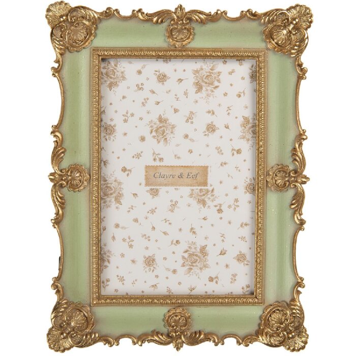 Clayre & Eef 2F1354S Fotolijst 15x2x21 cm / 10x15 cm Groen Goudkleurig