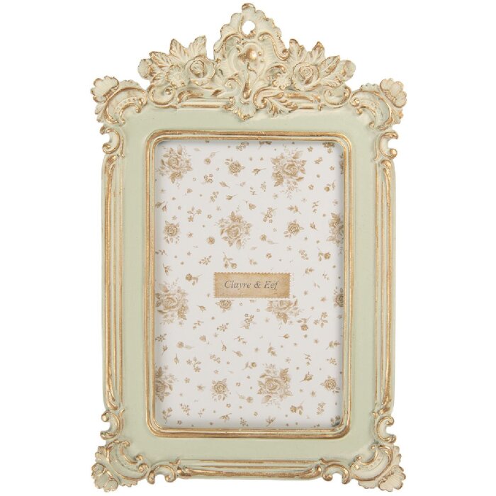 Clayre & Eef 2F1361S Fotolijst 15x24 cm Groen Goudkleurig 10x15 cm