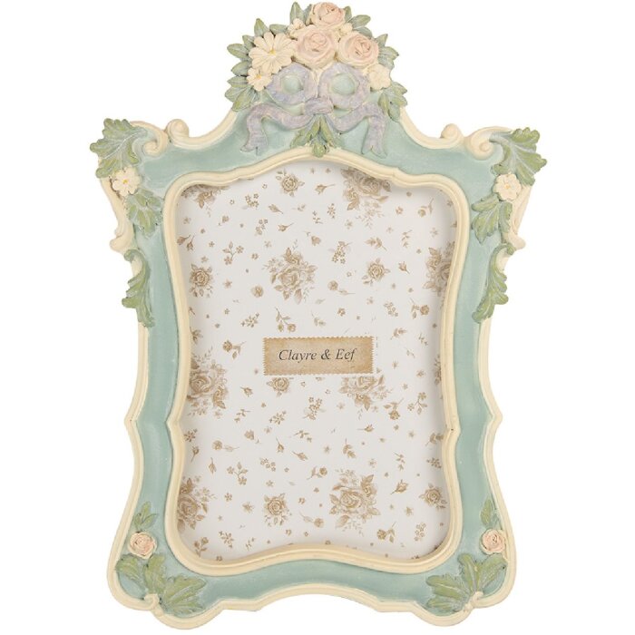 Clayre & Eef 2F1362M Fotolijst 19x26cm Groen Beige 13x18cm