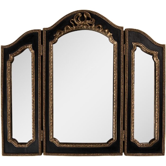 Clayre & Eef 62S317 Spiegel 38x2x34 cm Zwart & Goudkleurig