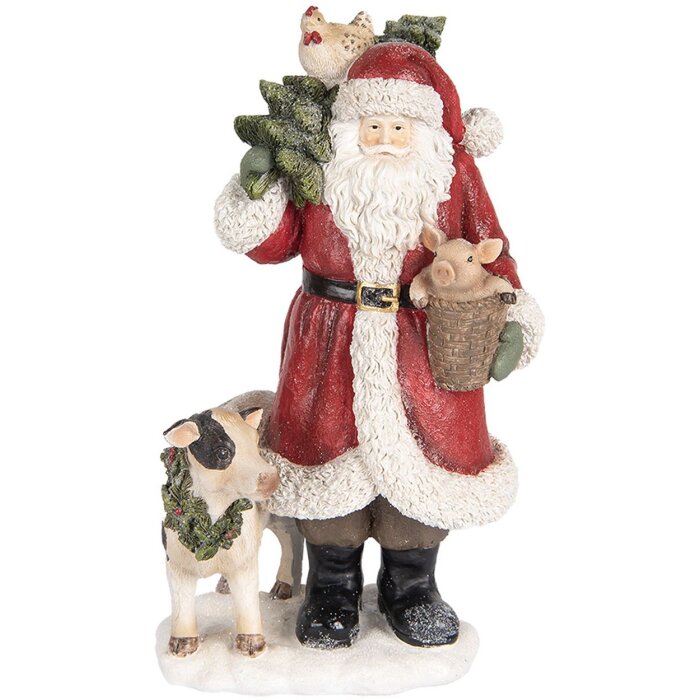 Clayre & Eef 6PR5517 Decoratie Kerstman 17x16x30 cm Rood