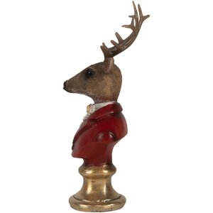 Clayre & Eef 6PR5518 Decoratie Buste Rendier 10x9x19 cm Bruin & Rood