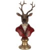 Clayre & Eef 6PR5518 Decoratie Buste Rendier 10x9x19 cm Bruin & Rood