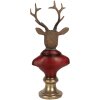 Clayre & Eef 6PR5518 Decoratie Buste Rendier 10x9x19 cm Bruin & Rood