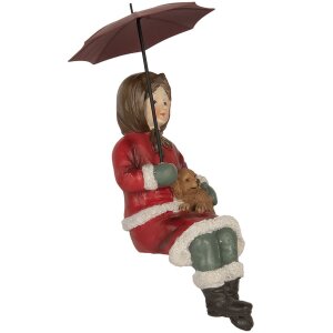 Clayre & Eef 6PR5523 Decoratie Kind met Hond 10x7x19 cm Rood Bruin