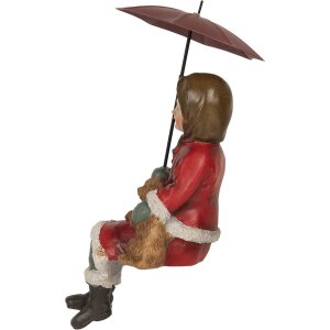Clayre & Eef 6PR5523 Decoratie Kind met Hond 10x7x19 cm Rood Bruin