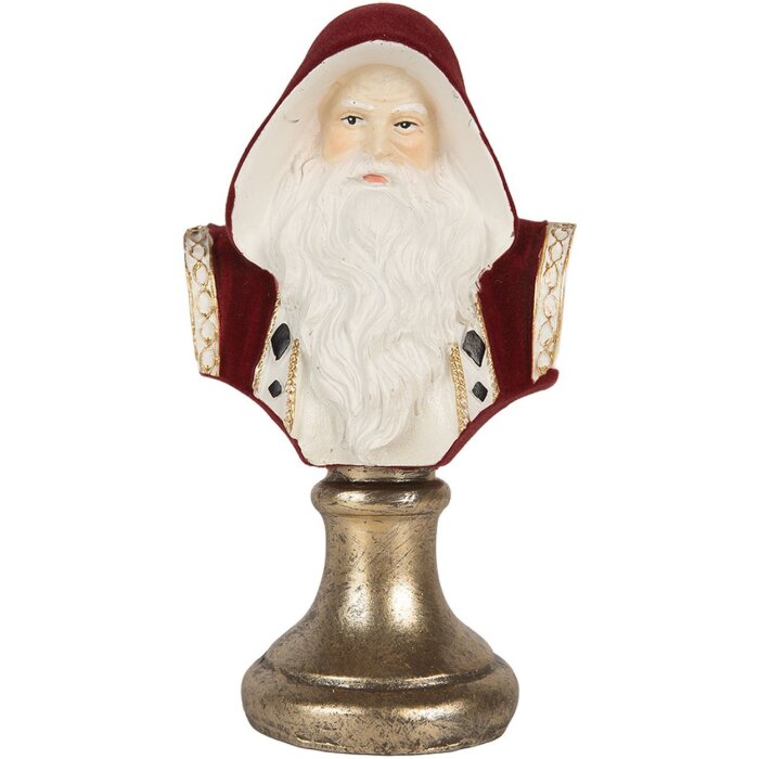 Clayre & Eef 6PR5537 Decoratie Borstbeeld Kerstman 9x7x15 cm Rood & Wit