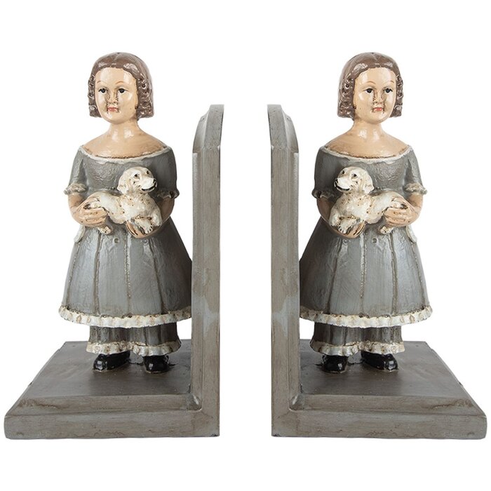 Clayre & Eef 6PR5552 Boekensteunen Set 23x11x20 cm Grijs