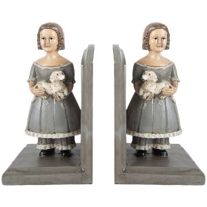 Clayre & Eef 6PR5552 Boekensteunen Set 23x11x20 cm Grijs