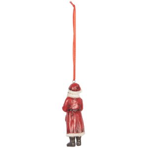 Clayre & Eef 6PR5595 Decoratie Hangdecoratie Kerstman 4x3x11 cm Rood Wit