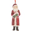 Clayre & Eef 6PR5595 Decoratie Hangdecoratie Kerstman 4x3x11 cm Rood Wit