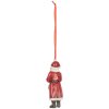 Clayre & Eef 6PR5595 Decoratie Hangdecoratie Kerstman 4x3x11 cm Rood Wit