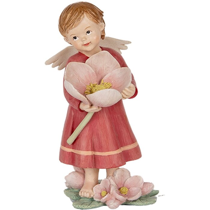 Clayre & Eef 6PR5602 Decoratie Engel 7x6x12 cm Roze Beige