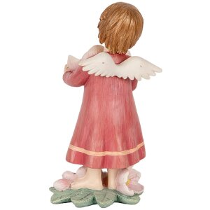 Clayre & Eef 6PR5602 Decoratie Engel 7x6x12 cm Roze Beige