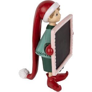 Clayre & Eef 6PR5606 Decoratie Elf met Schoolbord 18x15x23 cm Rood Zwart