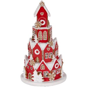 Clayre & Eef Decoratie Huis met LED Ø 13x22 cm Rot en Wit
