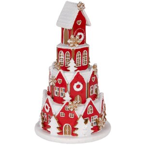 Clayre & Eef Decoratie Huis met LED Ø 13x22 cm Rot en Wit