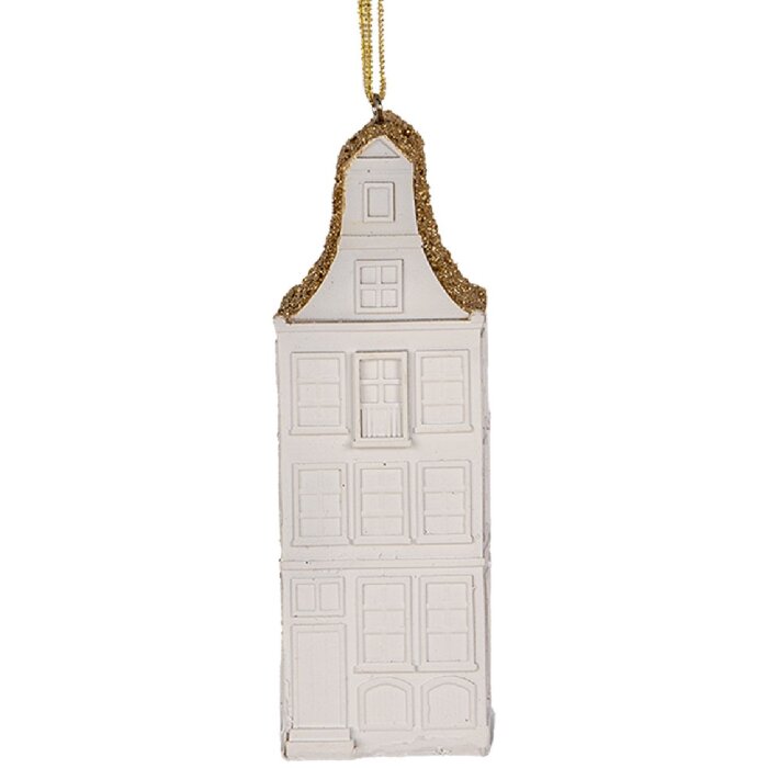 Clayre & Eef 6PR5611 Decoratiehanger Huis 4x4x11 cm Wit
