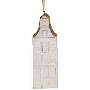 Clayre & Eef 6PR5611 Decoratiehanger Huis 4x4x11 cm Wit