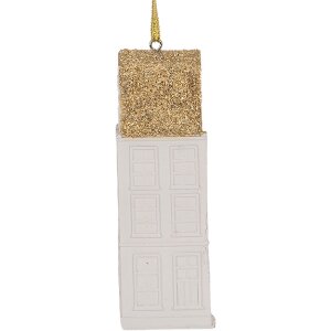 Clayre & Eef 6PR5611 Decoratiehanger Huis 4x4x11 cm Wit