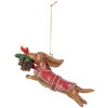 Clayre & Eef 6PR5632 Hangdecoratie Hond 12x2x4 cm Bruin Rood