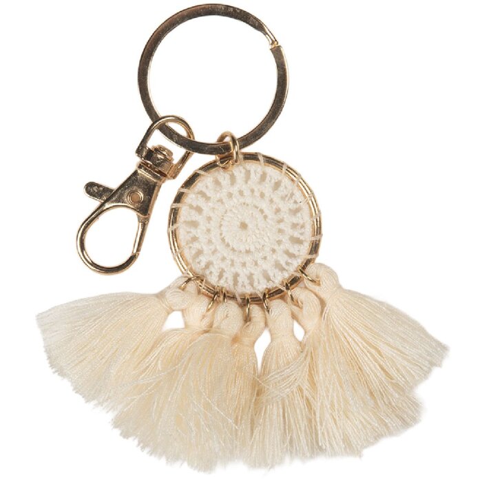 Juleeze JZKC0214BE Sleutelhanger Beige 4x1x7 cm