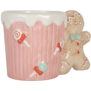 Clayre & Eef 6CEMU0199 Beker 15x10x10 cm 350 ml Roze-Bruin