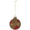 Clayre & Eef 6GL5130 Kerstbal 6x3x7 cm Goudkleurig Rood