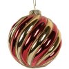 Clayre & Eef 6GL5136 Kerstbal Ø 8x8 cm Goudkleurig en Rood